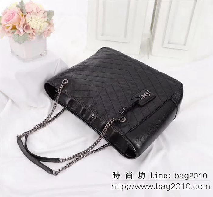 YSL聖羅蘭 新款 原單品質 NIKI大號黑色復古真皮購物袋 504867 YAS1232